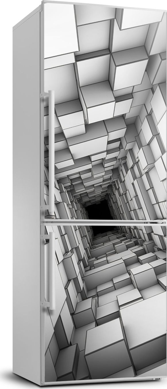 Tulup Naklejka samoprzylepna na lodówkę 60x180 cm Tunel z sześcianów