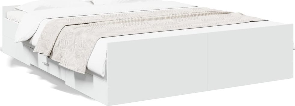 vidaXL Rama łóżka z szufladami, biała, 150x200 cm