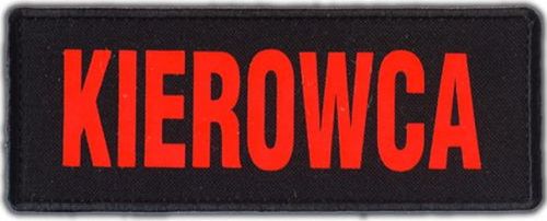 Polska Firma Emblemat KIEROWCA FLUO na rzepie 13 x 5 cm