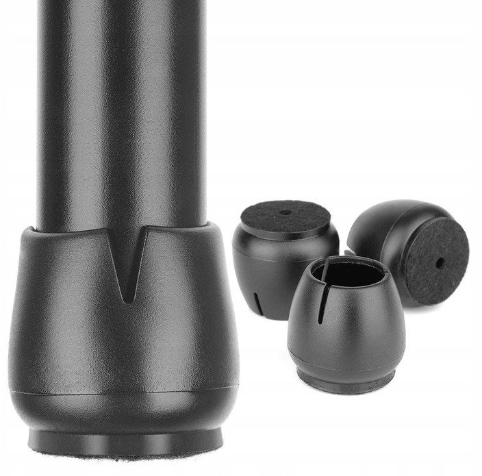 Nakładki Na Nogi Krzesła Silikonowe Z Filcem Podkładki Czarne Zestaw 4 szt