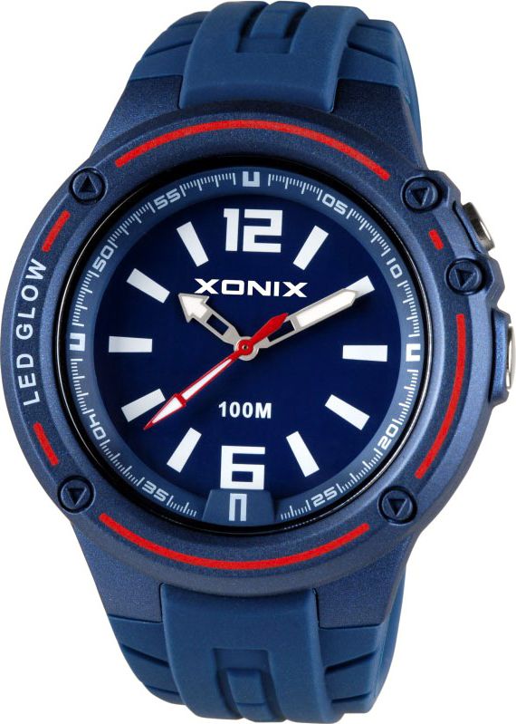 Zegarek Xonix Xonix Wskazówkowy zegarek sportowy, duże indeksy, podświetlenie, antyalergiczny, WR 100M