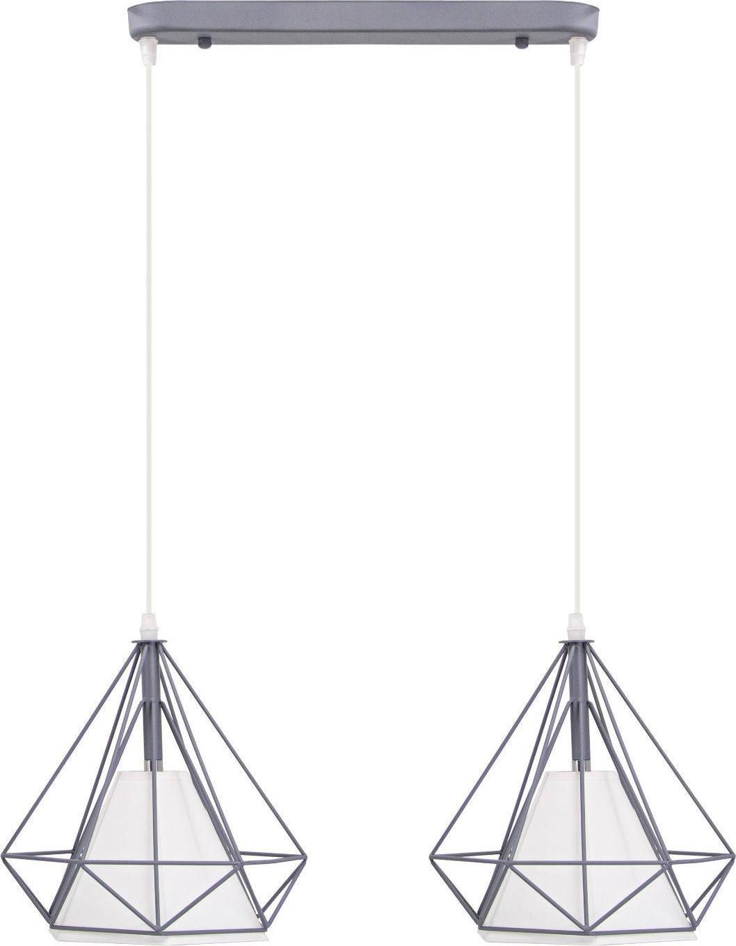 Lampa wisząca Mdeco Druciana LAMPA wisząca ELM8803/2 ZWIS - 03 MDECO metalowa OPRAWA loftowy zwis piramidy szare białe