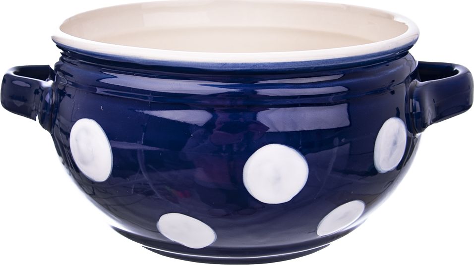 Orion Miska z uszami bulionówka 0,7L NIEBIESKA W KROPKI uniwersalny