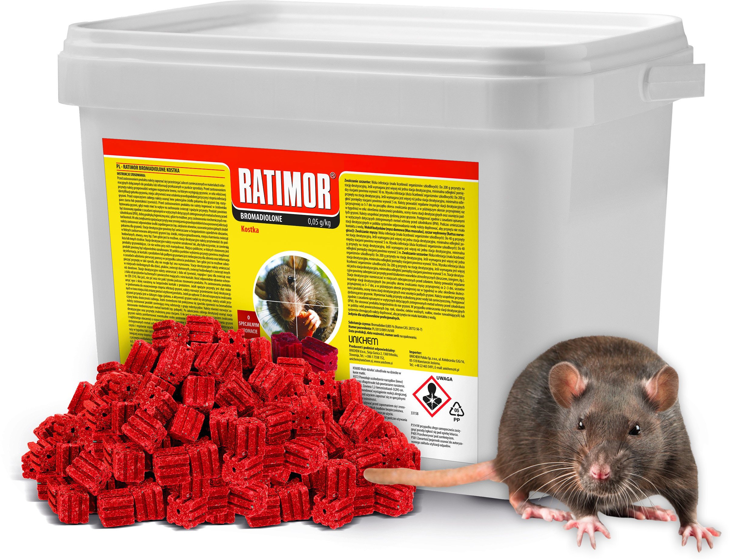 Trutka na Myszy i Szczury Czerwona Kostka Bromadiolone 4,5kg Ratimor Trucizna Środek Gryzoniobójczy Przeciw Myszom Szczurom Gryzoniom
