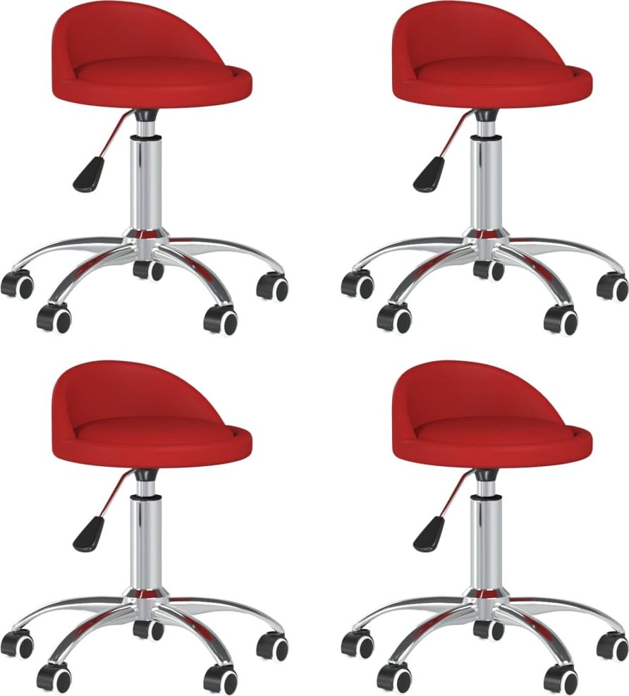vidaXL Obrotowe krzesła stołowe, 4 szt, winna czerwień, sztuczna skóra