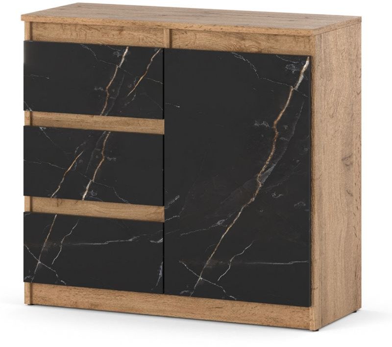 Komoda Do Salonu Sypialni 3 Szuflady Szafka Agnes Dąb Wotan San Sebastian