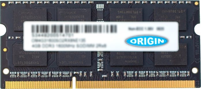 Pamięć do laptopa Origin Origin Storage 4GB DDR3 1600MHz SODIMM 2Rx8 Non-ECC 1.35V, 4 GB, 1 x 4 GB, DDR3, 1600 MHz, 204-pin SO-DIMM, Green