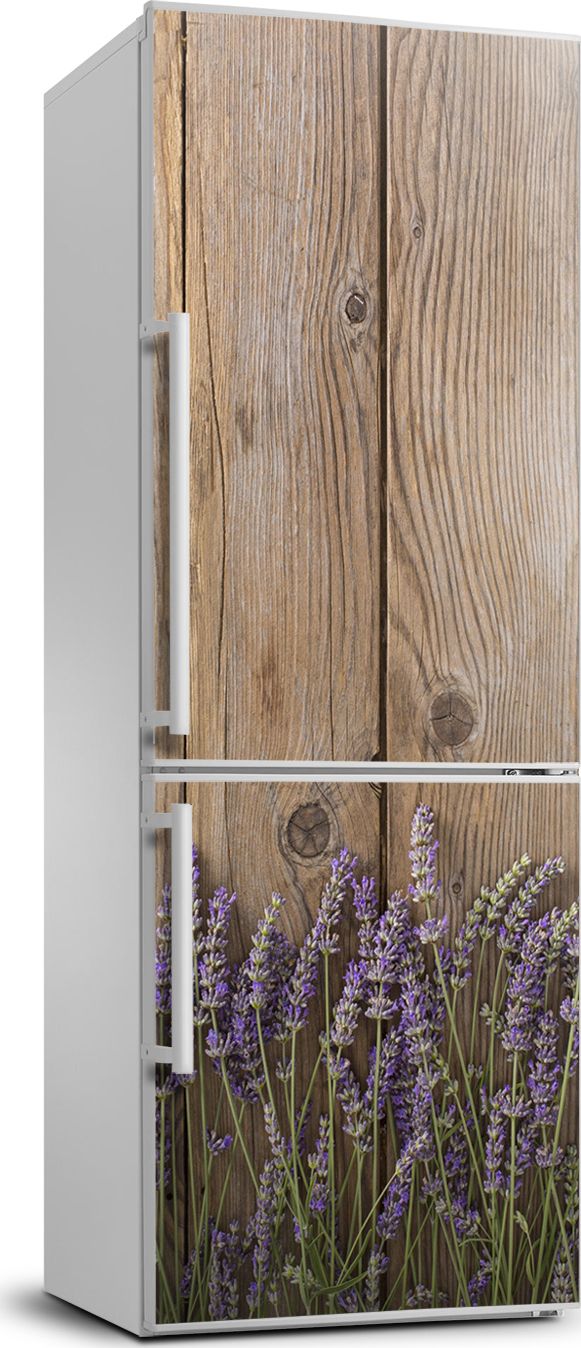 Tulup Naklejka samoprzylepna na lodówkę 60x180 cm Lawenda na drewnie