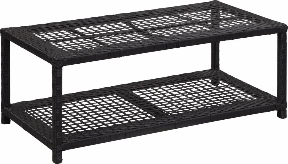 vidaXL Ławka z półką na buty, czarna, 80x40x30 cm, polirattan