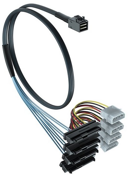 TANDBERG 0.5M internal SAS cable - mini-SAS SFF-8643 to 4x29 Pin SFF-8482 with SAS 15 Pin Power Port