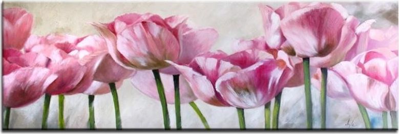 GO-BI Obraz "Tulipany" ręcznie malowany 50x150cm