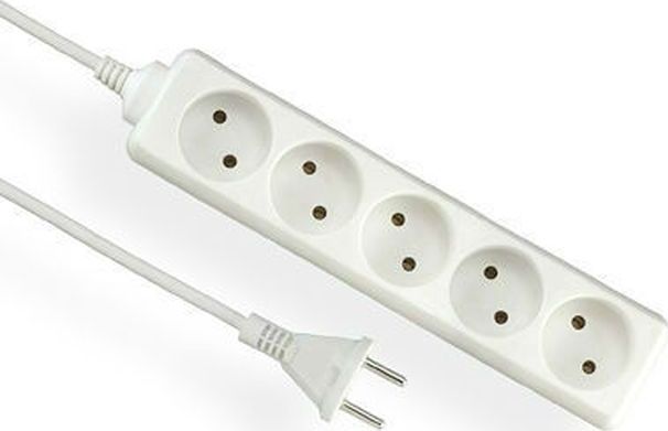 Elgotech EPS-53 PRZEDŁUŻACZ LISTWOWY 5X B/U OKRĄGŁY PROSTA 3.0M OMY 3X1.0 BIAŁY - EPS-53