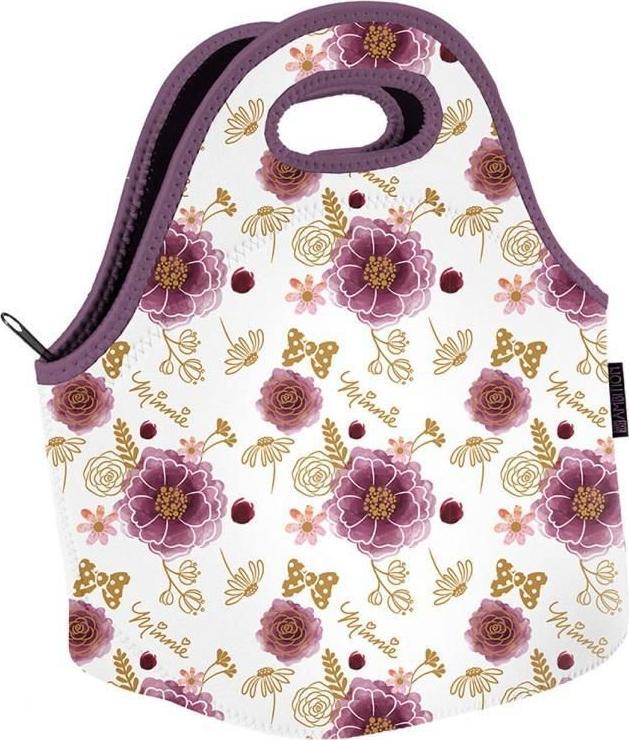 DISNEY Torba neoprenowa na lunch Minnie Flowers White 35257