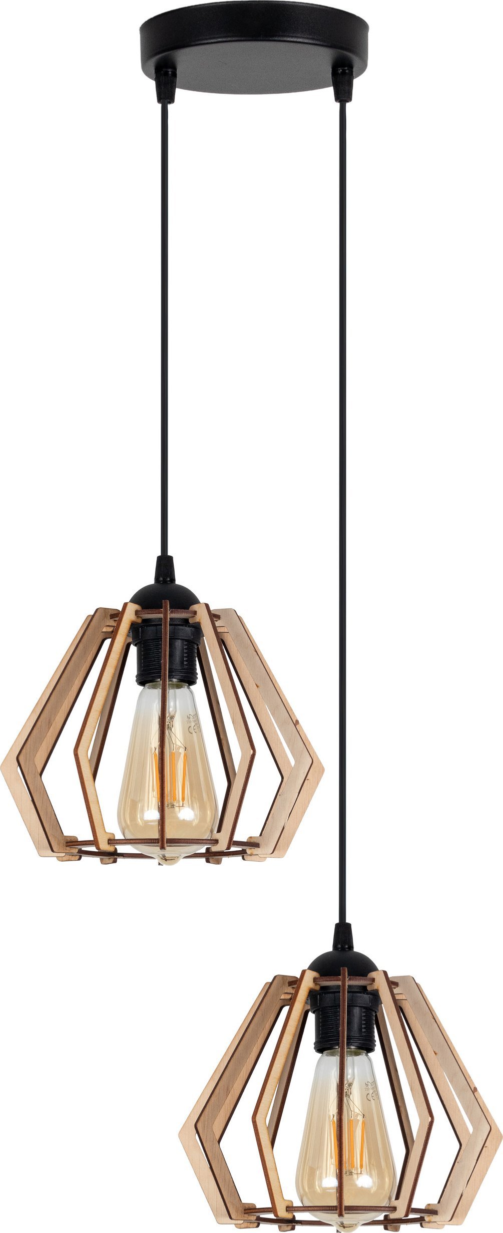 BELIS Lampa sufitowa BERGO żyrandol czarny drewno 2 x E27 0002