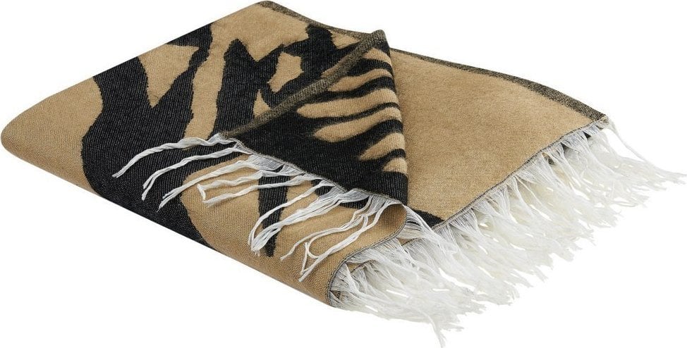 Beliani Koc 130 x 170 cm beżowo-czarny KUDIYA!