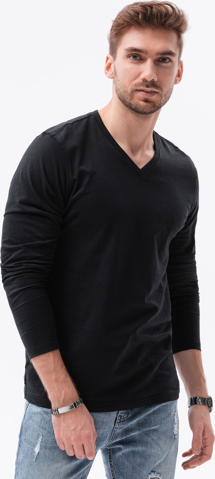 Ombre Longsleeve męski bez nadruku L136 - czarny XL