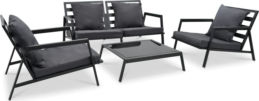 vidaXL 4-cz. zestaw mebli do ogrodu, poduszki, aluminium, ciemnoszary