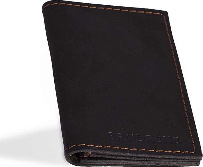 Brdrene Skórzany cienki portfel slim wallet BRODRENE SW03 czarny