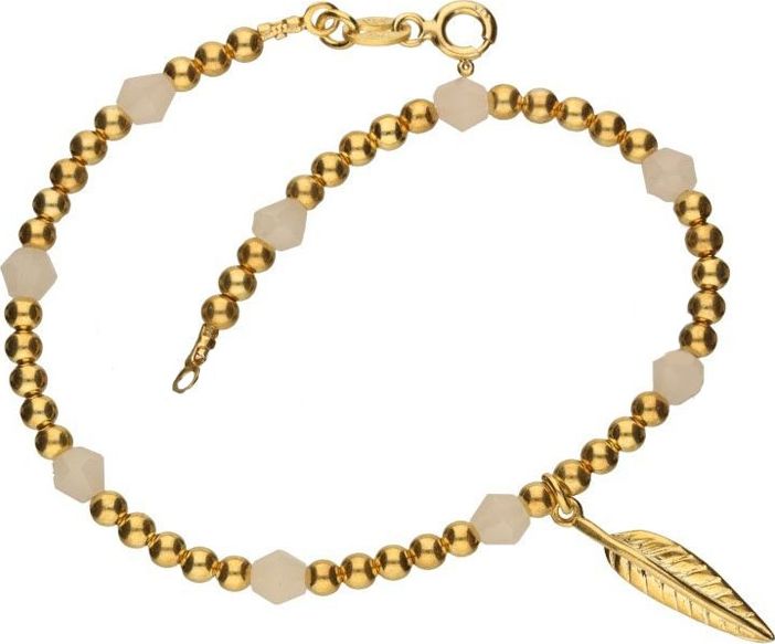 Lovrin Srebrna złocona bransoletka 925 kryształki z piórkiem 5,38g