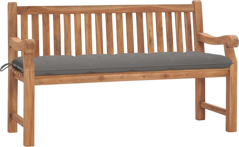 vidaXL Ławka ogrodowa z poduszką, 150 cm, lite drewno tekowe