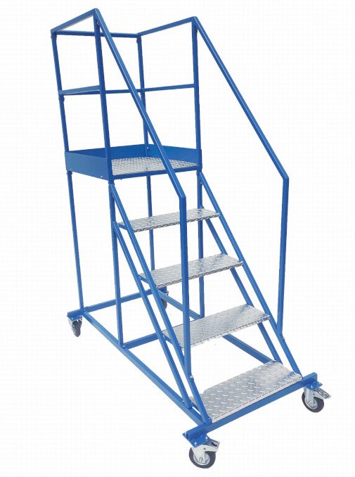 Stalowy podest roboczy, jezdny 4 stopnie i platforma (standard)