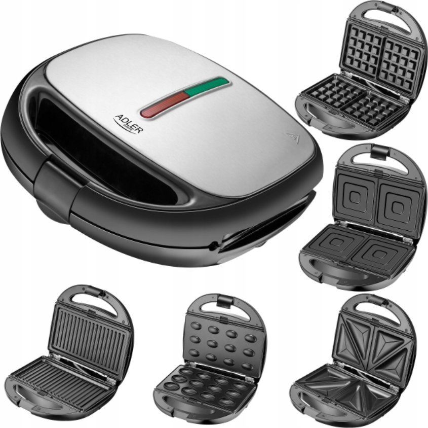Opiekacz Adler Opiekacz 5W1 Grill Sandwich Toster Orzeszki Gofry