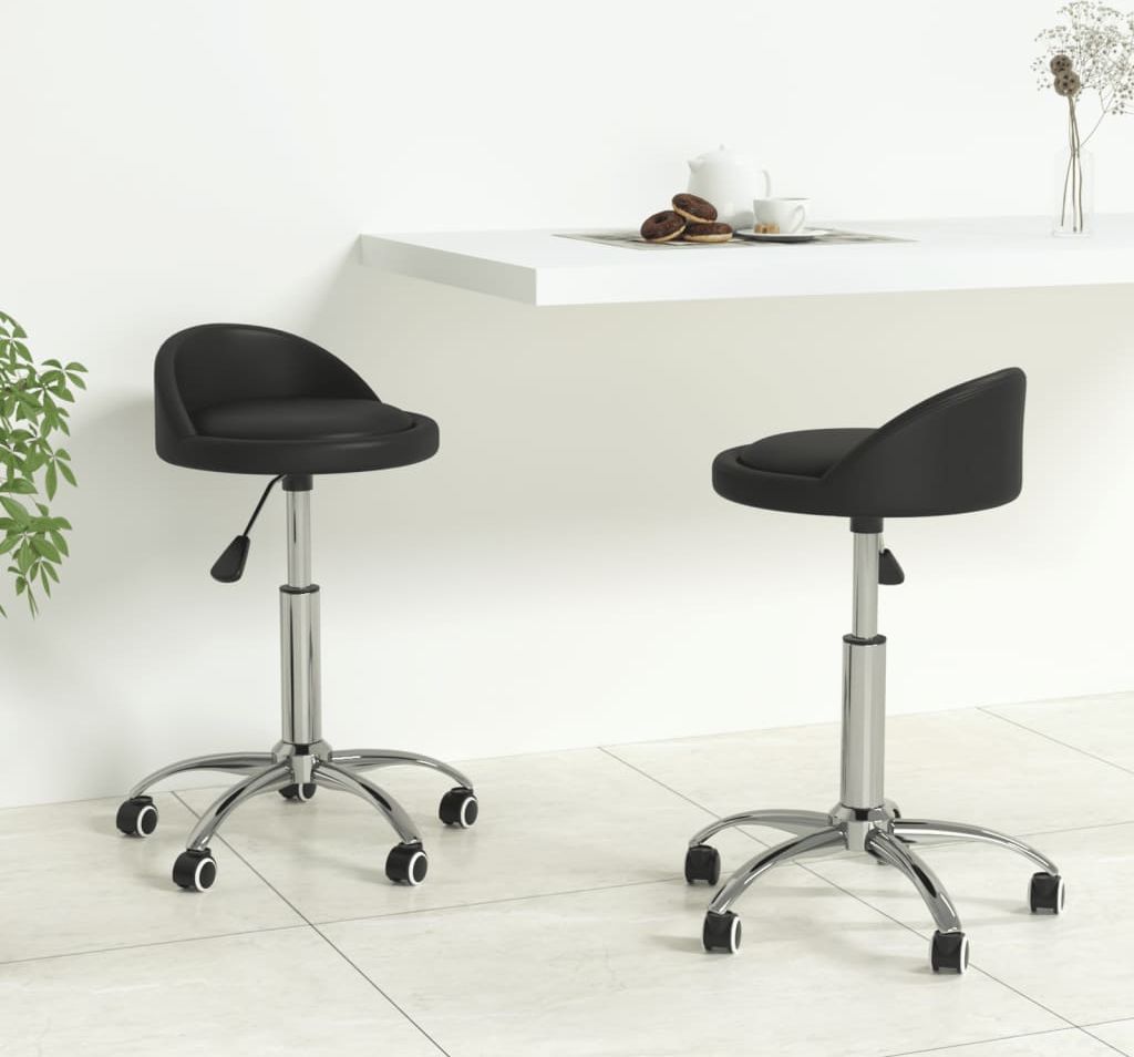 vidaXL Obrotowe krzesła stołowe, 2 szt., czarne, obite sztuczną skórą