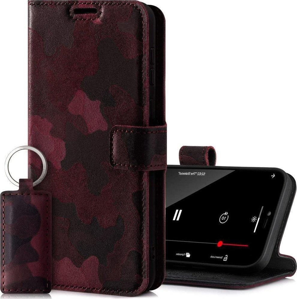 Surazo Skórzane etui na telefon RFID Wallet case - Moro Burgund - TPU Czarne Oppo Reno 7 Pro
