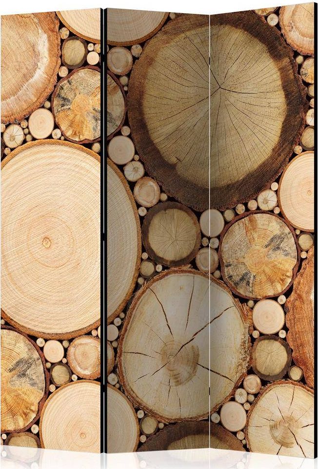 Artgeist Parawan 3-częściowy - Słoje drewna [Room Dividers] uniwersalny