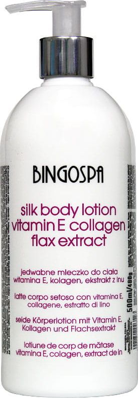 BingoSpa Jedwabne mleczko do ciała - witamina E, kolagen, ekstrakt z lnu BINGOSPA