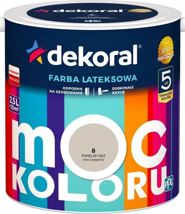 Dekoral Farba Moc Koloru Popielaty Beż 2,5L Dekoral