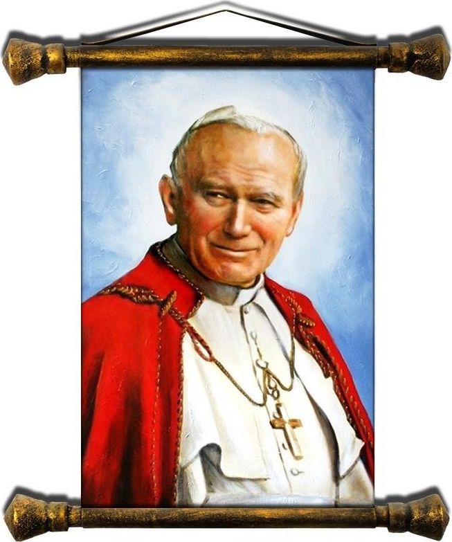 GO-BI Obraz Papież Jan Paweł II ręcznie malowany 45x48cm uniwersalny