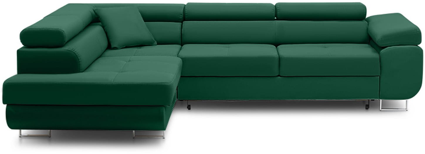 Duży narożnik, lewy, Bellezza, velvet, 270x206x87 cm, butelkowa zieleń | TYLETEGOTU