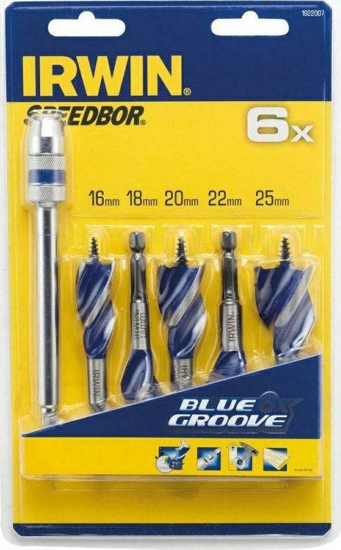 Wiertło Irwin IRWIN WIERTŁO DO DREWNA KOMPLET 5szt.BLUE GROOVE 6X 16, 18, 20, 22, 25 mm IRW1922007