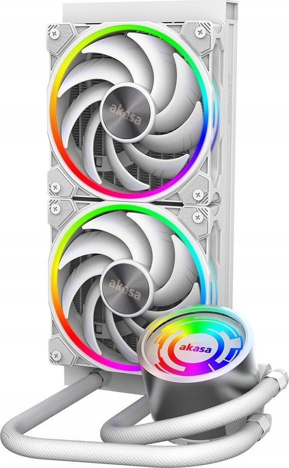 Chłodzenie CPU Akasa SOHO 240 Dawn Edition, Dual radiator liquid CPU cooler ARGB LED, White