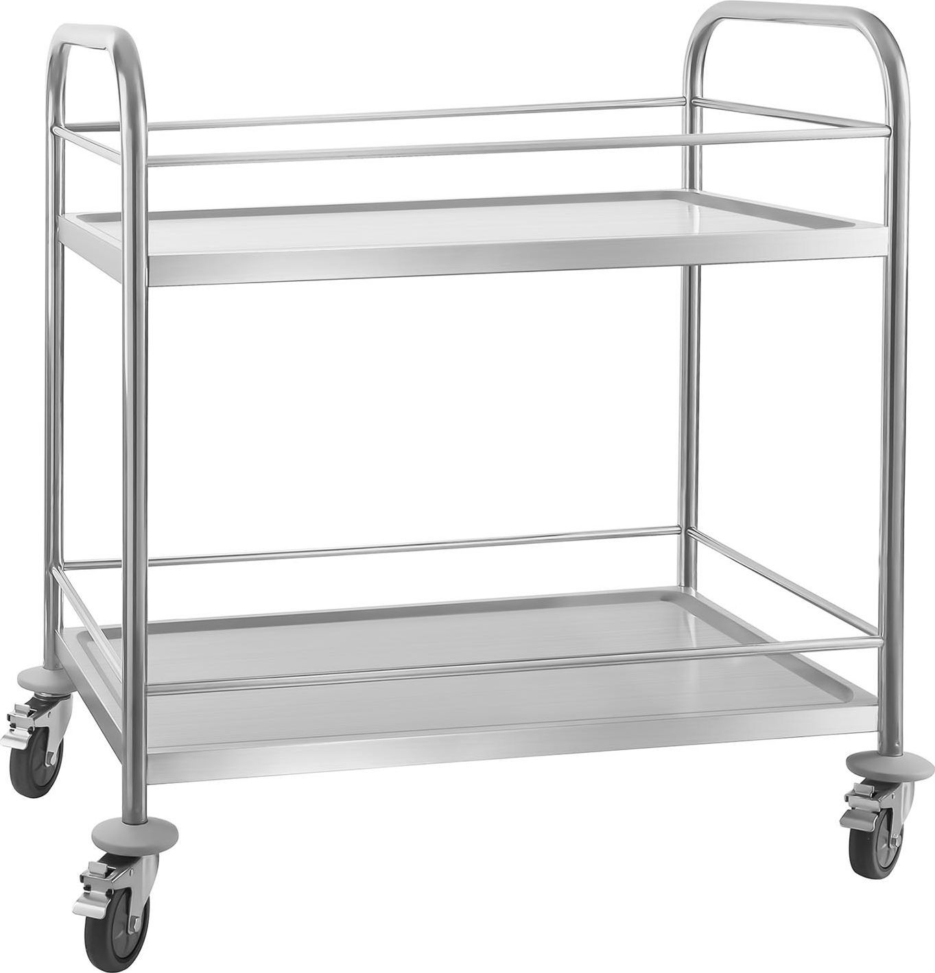 Royal Catering Wózek kelnerski 2-półkowy ze stali nierdzewnej do 150 kg z relingami (10010353)