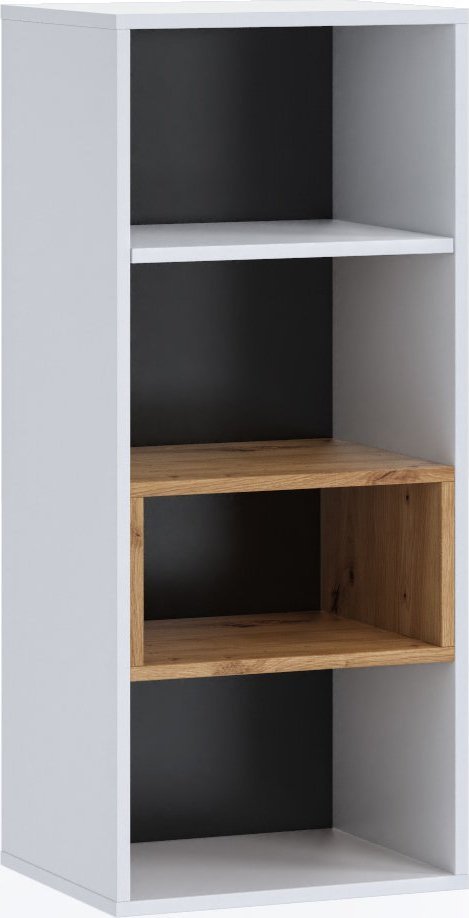 Selsey SELSEY Regał wiszący Bonila z czterema półkami biały / dąb artisan