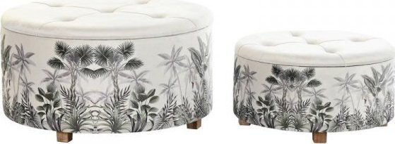 DKD Home Decor Ergonomiczny DKD Home Decor Beżowy Poliester MDF Kolor Zielony Tropikalny (80 x 80 x 43 cm)