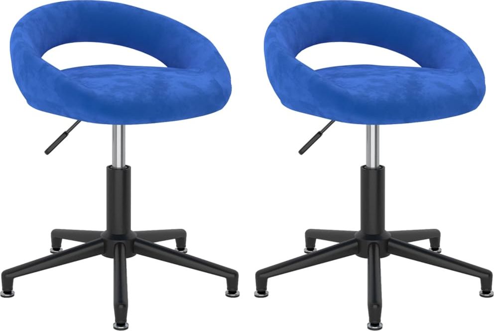 vidaXL Obrotowe krzesła stołowe, 2 szt., niebieskie, obite aksamitem