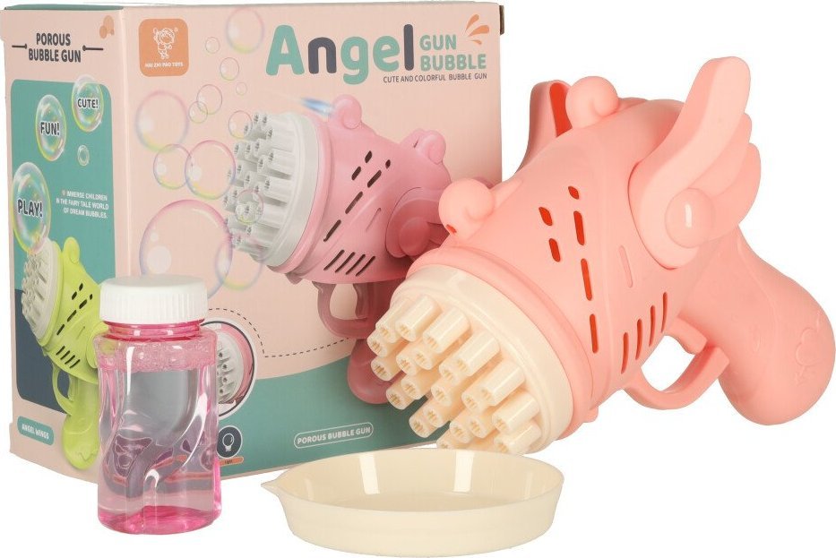 KIK Pistolet do baniek mydlanych bańki mydlane ze skrzydłami różowy