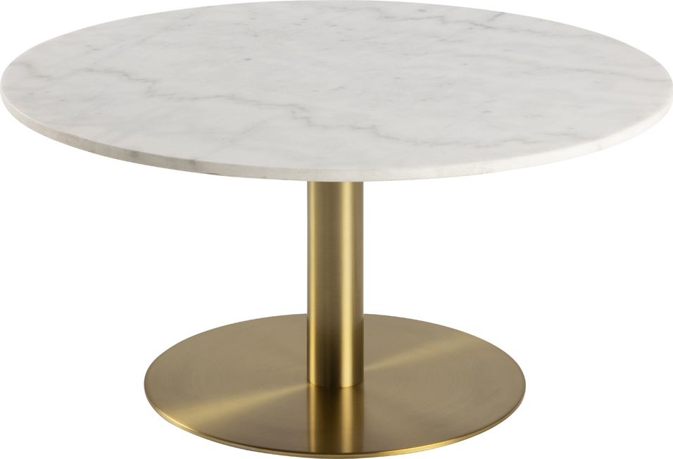 Selsey SELSEY Stolik kawowy okrągły Corbines średnica 90 cm biały marmur na mosiężnej nodze