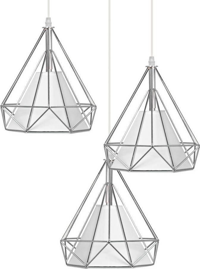 Lampa wisząca Mdeco Loftowa LAMPA wisząca ELM8804/3 ZWIS - 02 MDECO druciana OPRAWA metalowy ZWIS kaskada chrom biała