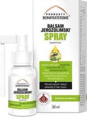 ZAKON SZPITALNY ŚW. JANA BOŻEGO Balsam Jerozolimski spray Propolis witamina B2 B3 i kompozycja ziół 30 ml Produkty Bonifraterskie
