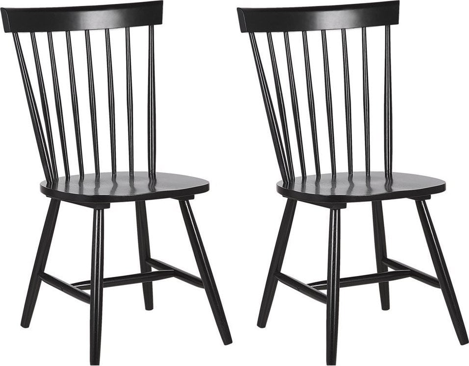 Beliani Zestaw 2 krzeseł do jadalni drewniany czarny BURGES