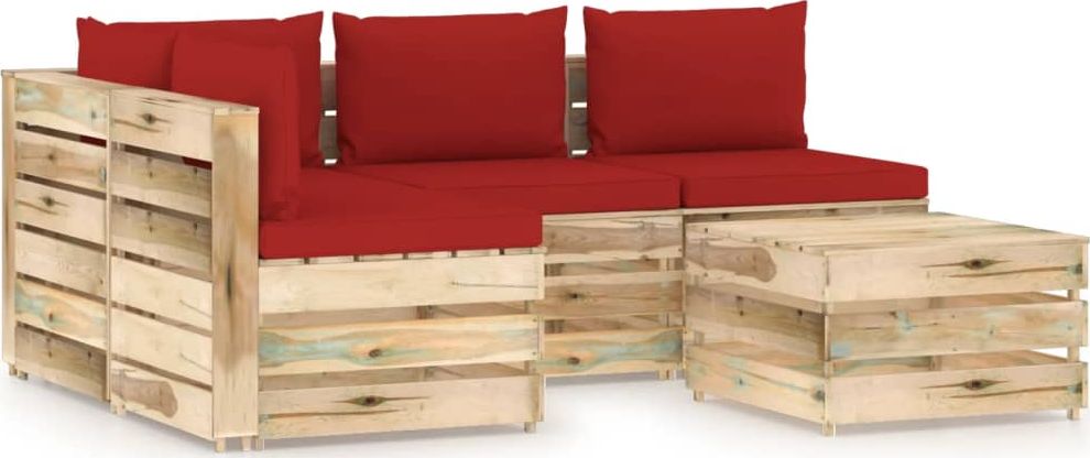 vidaXL 5-cz. zestaw wypoczynkowy do ogrodu, z poduszkami, drewniany