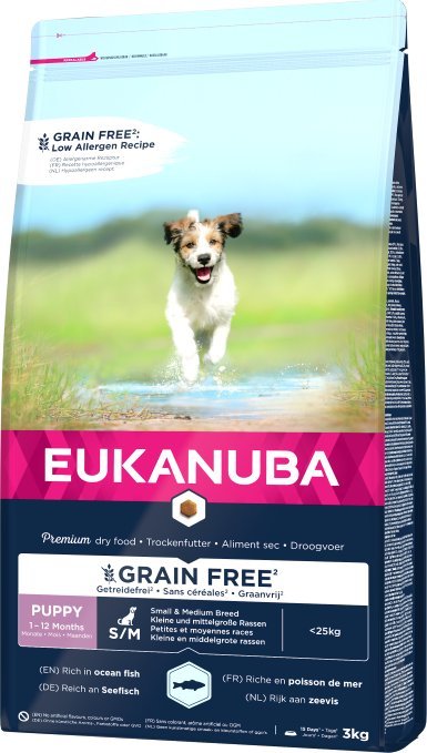 Eukanuba EUKANUBA SZCZENIE MAŁA I ŚREDNIA RASA BEZ ZBÓŻ RYBA OCEANICZNA 3KG
