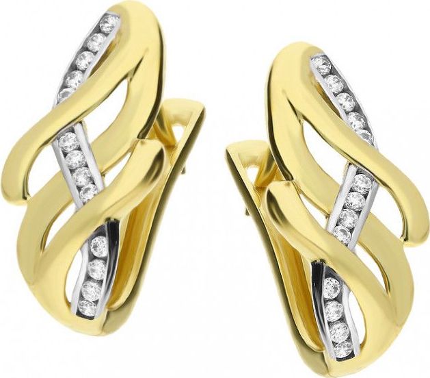 Lovrin Złote kolczyki 375 blaszki z cyrkoniami 2 g