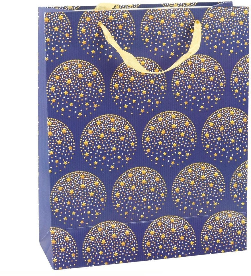 Torba Prezentowa Elegancka Złote Gwiazdki Granatowa 32 x 26 x 12 cm