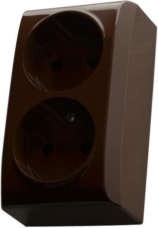 Ospel Gniazdo podwójne BIS b/u natynkowe brązowe (GN-2B/24)