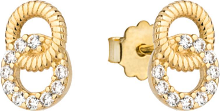 Lovrin Złote kolczyki 585 dwa kółka połączone